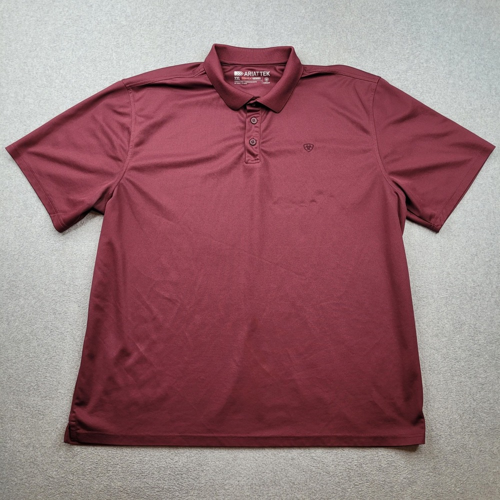 Ariat AriatTek Heat Series Polo Mens XXL Maroon Short Sleeve Performance Shirt